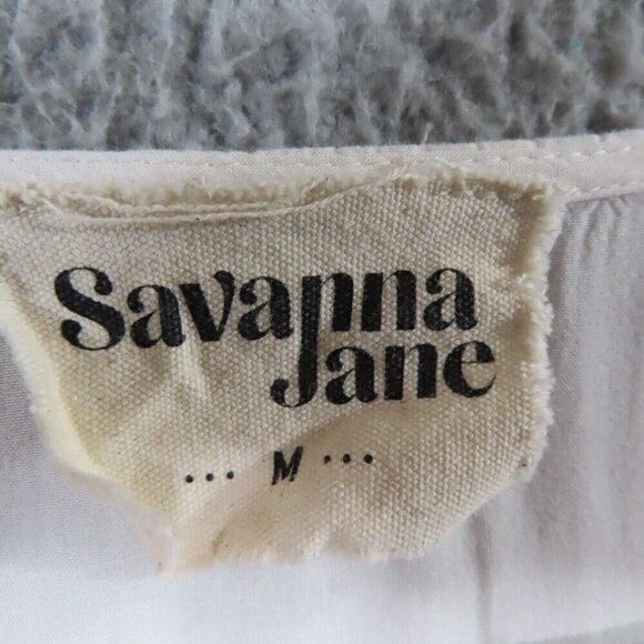Savanna Jane Top Medium Embroidered Boho Long Sleeve Ruffles Blouse White - Picture 8 of 10
